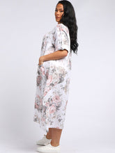 Load image into Gallery viewer, Italian Tie Pocket Soft Floral White Linen Dress Sz 16 - 22
