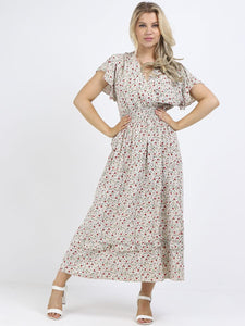 Italian Maxi Dress Daisy Beige Sz 8-12