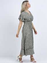 Load image into Gallery viewer, Italian Maxi Dress Daisy Khaki Sz 8-12
