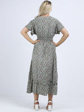 Load image into Gallery viewer, Italian Maxi Dress Daisy Khaki Sz 8-12
