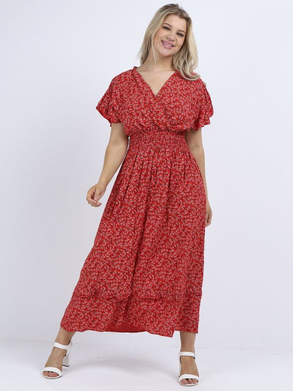 Italian Maxi Dress Daisy Red Sz 8-12