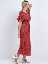 Load image into Gallery viewer, Italian Maxi Dress Daisy Red Sz 8-12
