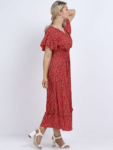 Italian Maxi Dress Daisy Red Sz 8-12