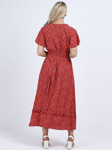 Italian Maxi Dress Daisy Red Sz 8-12