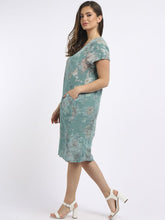 Load image into Gallery viewer, Italian Classic Shift Soft Floral Ocean Blue Linen Dress Sz 10-16
