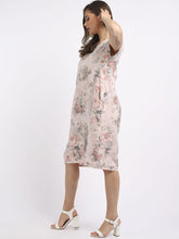 Load image into Gallery viewer, Italian Classic Shift Soft Floral Dusky Pink Linen Dress Sz 10-16
