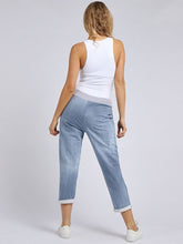 Load image into Gallery viewer, Italian Stretch Cotton Trousers Denim Look Light Blue
