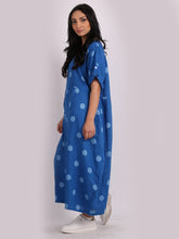 Load image into Gallery viewer, Italian Polka Dot Blue Linen Pocket Dress Sz 12-18
