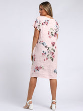 Load image into Gallery viewer, Italian Classic Shift Flora Duo Soft Pink Linen Dress Sz 10-16
