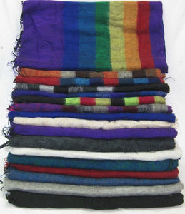 Nepalese Made Wool Throw - Purple Brown Grey Stripe