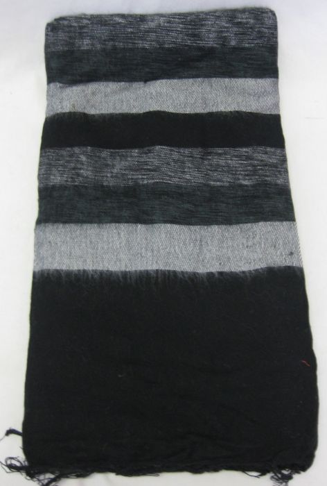 Nepalese Made Wool Throw - Black Grey Stripe
