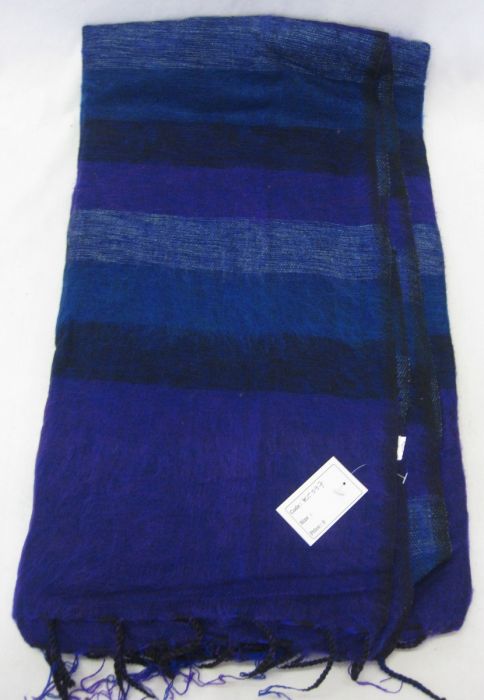 Nepalese Made Wool Throw - Purple Blue Stripe