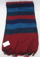 Load image into Gallery viewer, Nepalese Made Wool Throw - Red, Navy, Blue Stripe
