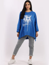 Load image into Gallery viewer, Italian Abstract Star Blue Cotton Top Sz 14-20
