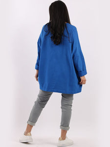 Italian Abstract Star Blue Cotton Top Sz 14-20