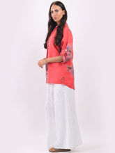 Load image into Gallery viewer, Italian Linen Floral Hi-Lo Top Coral Sz 10-16
