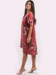 Italian Linen Floral Tunic Dress Sugar Poppy Free Size