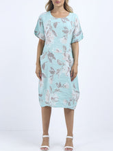 Load image into Gallery viewer, Italian Straight Shift Pastel Floral Tiffany Linen Dress Sz 12-18
