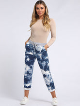 Load image into Gallery viewer, Italian Stretch Cotton Trousers Tie-Dye Blue

