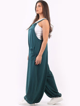 Load image into Gallery viewer, Italian Dungarees in Teal Stretch Cotton Sz 12-18
