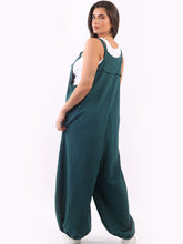 Load image into Gallery viewer, Italian Dungarees in Teal Stretch Cotton Sz 12-18
