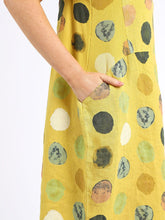 Load image into Gallery viewer, Italian Classic Shift Polka Dot Mustard Linen Dress Sz 10-16
