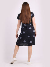 Load image into Gallery viewer, Italian Slim Fit Polka Dot Navy Linen Dress Sz 8-14

