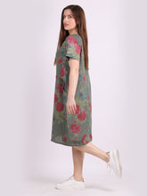 Load image into Gallery viewer, Italian Classic Shift Rose Khaki Linen Dress Sz 10-16
