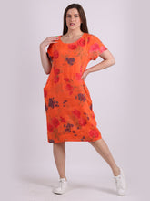 Load image into Gallery viewer, Italian Classic Shift Rose Orange Linen Dress Sz 10-16
