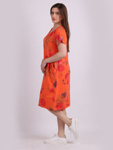 Load image into Gallery viewer, Italian Classic Shift Rose Orange Linen Dress Sz 10-16
