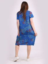 Load image into Gallery viewer, Italian Classic Shift Rose Blue Linen Dress Sz 10-16
