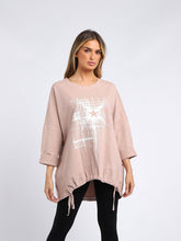 Load image into Gallery viewer, Italian Abstract Star Soft Pink Cotton Top Sz 14-20
