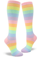 Load image into Gallery viewer, Pastel Rainbow Striped - Knee Highs by Modsocks
