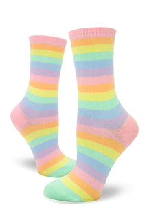 Pastel Rainbow Striped - Ladies Crew by Modsocks