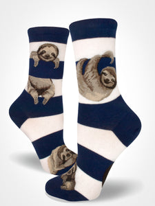 Sloth Stripe Navy - Ladies Crew by Modsocks