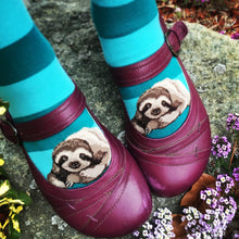Load image into Gallery viewer, Sloth Stripe - Teal - Knee Highs by Modsocks

