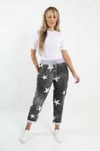 Load image into Gallery viewer, Italian Stretch Cotton Trousers Denim Look Star Charcoal
