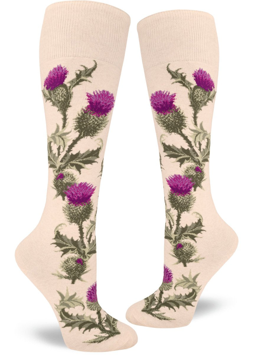 Thistle in Heather Cream - Knee Highs by Modsocks